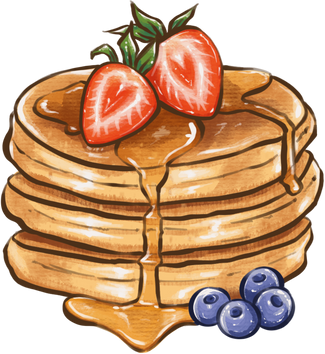 Pancakes with Strawberries and Blueberries Illustration